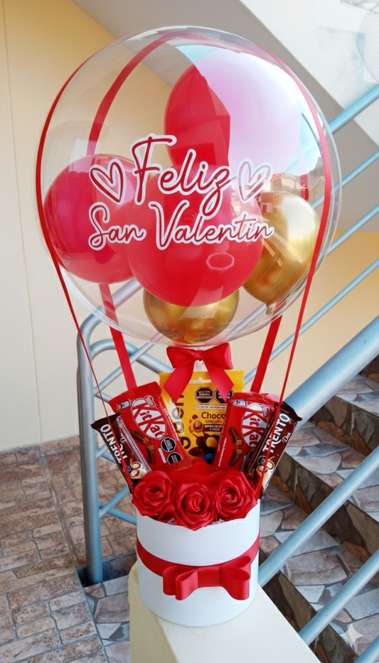 Arreglo de Regalo "San Valentín": Globos, Rosas y Chocolates